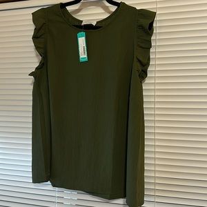 NWT Kaileigh olive top with ruffled sleeves size 1x